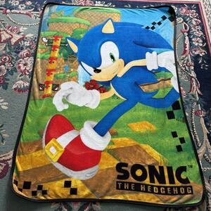 SONIC The Hedgehog Vibrant Fleece Blue Blanket approx 44"x60" Clean Kids Blanket